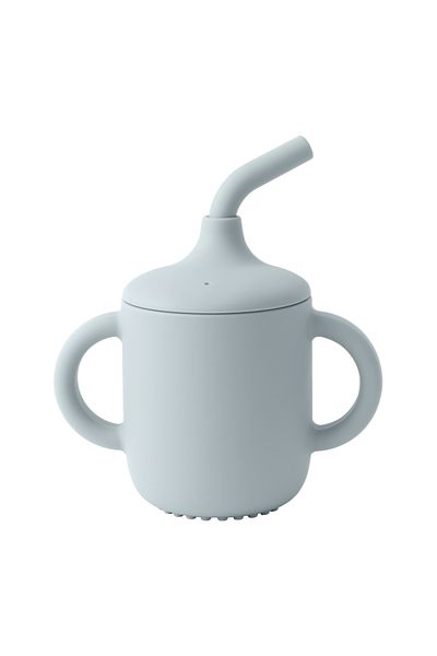 Choice A18-grey blue Color Kids1Pcs Baby Learning Drinking Cup Portable Straw Detailed Comfortable Grip Sil