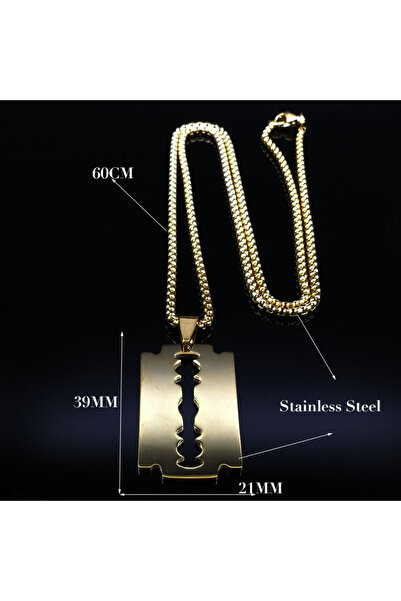 Choice قلادة ذهبية مقاس 60 سم على شكل شفرة حلاقة قوطية للرجال، سلسلة من الفول...