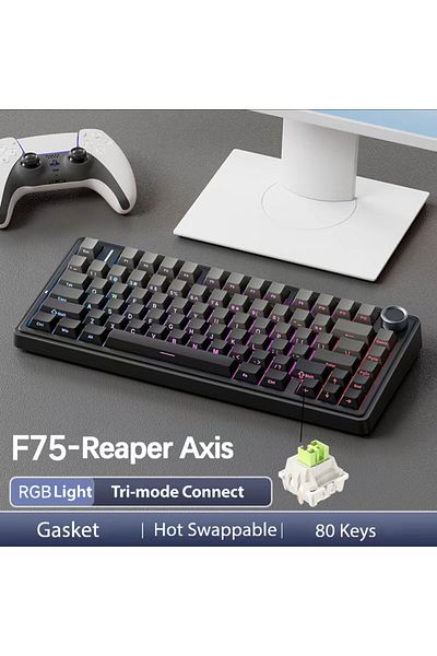 Choice Green Switch Reef Black AULA Mechanical Keyboard F75 2.4GWireless/Bluetooth/Wired Gaming Mechanical