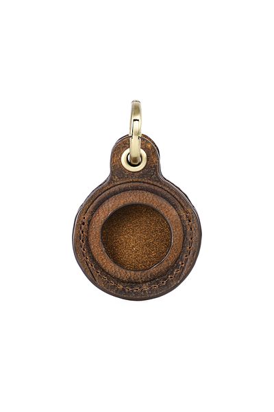 CONTACTS FAMILY airtag case coffee Genuine Leather Key Ring For Airtag Case Locator Tracker Anti-lost Device Keychai