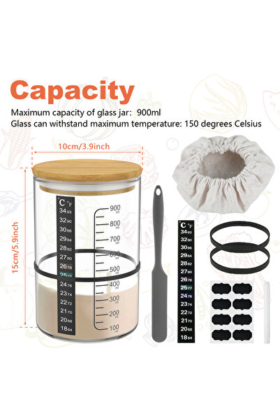 choice2 Style B Sourdough Starter Jar Kit 1000ml Dough Fermentation Container...