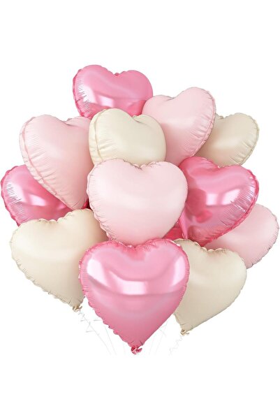 Choice 12 قطعة من البالونات الفويل على شكل قلب باللون الوردي الكريمي مقاس 18 ...