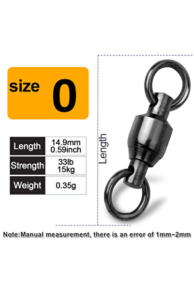 Choice6 Size0 9KM 10Pcs Fishing Ball Bearing Swivel Black Heavy Duty with Sol...