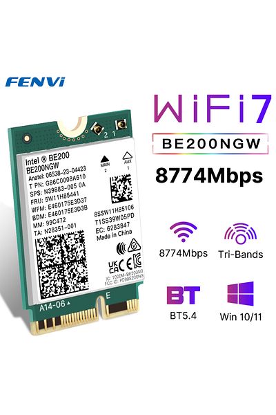 fenvi WiFi 7 BE200 FENVI BE200 WiFi 7 Card BE200NGW For Bluetooth 5.4 Tri Band 2.4G/5G/6GHz M.2 Wireless N