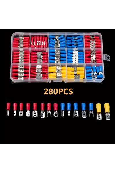 Choice 280 قطعة G2322A 280 قطعة طقم موصلات الأسلاك أطراف معزولة ذكر أنثى أطراف تجعيد باردة متنوعة
