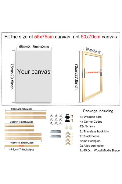 Choice 50x70cm wood frame 50x70cm Wooden Frame for 55x75cm Wall Canvas Pictures Frame Diamond Pine Wood Pai