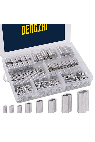 Choice M1.2-100pcs 315-pieces 8 Sizes Aluminum Crimping Loop Sleeve Double Barrel Ferrule For Wire Rope And
