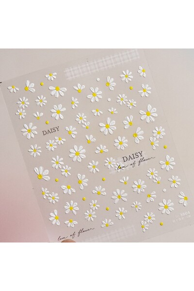 Choice 1 قطعة to3804 1 قطعة 5D ملصقات أظافر أنيقة بيضاء على شكل زهرة كاواي يا...