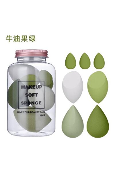 Choice1 7 قطع من إسفنجة البيضة التجميلية الخضراء ثنائية الاستخدام بدون بودرة مكياج، بيضة إسفنجية بودرة