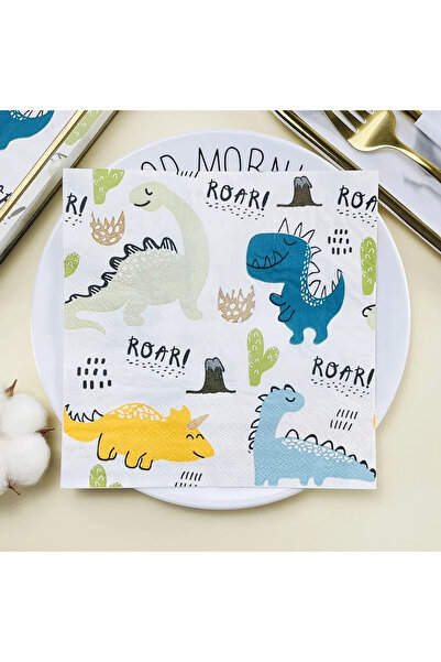 Choice1 20pcs Food Grade Printed Paper Napkins Colorful Napkins Cartoon Dinosaur Cute Pumping Paper Party Cr