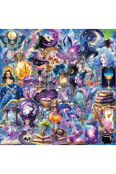Choice 50PCS 50PCS Transparent Bottom Gothic Witch Magic Cartoon Sticker DIY Decoration PVC Waterproof Skat