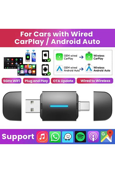 Choice ضمان 365 يومًا Carplay Box Android Auto Carplay لاسلكي من النوع c USB Bluetooth Wifi التوصيل والتشغيل