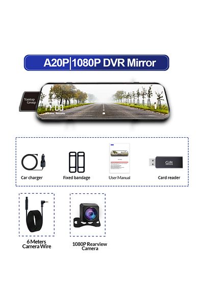Choice 64G A20P-6M RCC 10 Inch Car DVR Car Touch Screen video Recorder Dual 1080P Rearview Mirror Front and