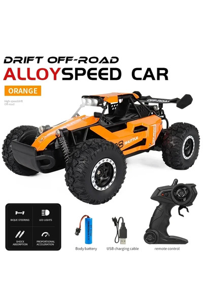 Choice سيارة برتقالية RC موديل 2.4 جيجاهرتز مزودة بمصابيح LED، مركبة تسلق عال...