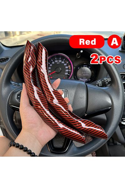 Choice A 2PCS Red 2PCS Universal Car Steering Wheel Booster Leathert Cover Non-Slip Auto Interior Steer Pro