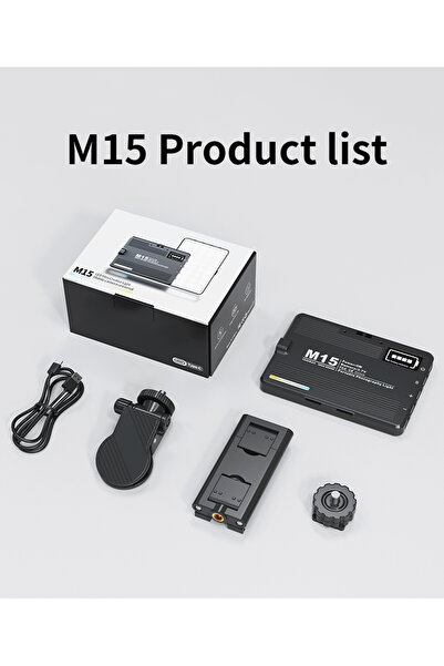 Choice1 مصباح محمول لصور السيلفي M15 باللون الأسود مع حامل للهاتف لتسجيل الفيديو