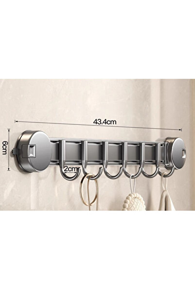 Choice ملحقات حمام رمادية اللون، 6 خطافات، خطافات امتصاص فراغية من الألومنيوم، مثبتة على الحائط، تركيب سريع