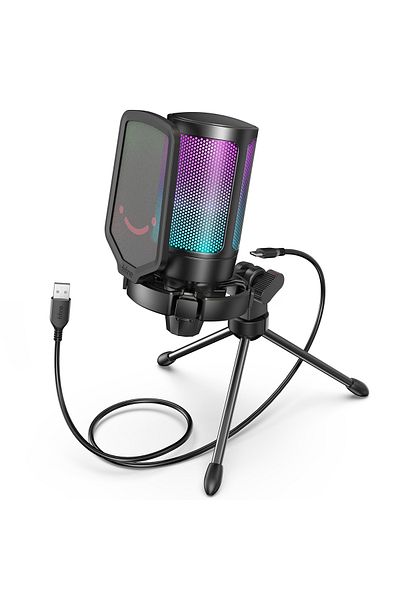 Choice black FIFINE USB Condenser Gaming Microphone, for PC PS4 PS5 MAC with Pop Filter Shock Mount&Gain Co