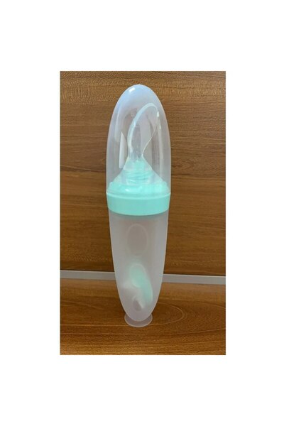 Choice blue Depressible Silicone Bottle Feeding Safe Baby Feeding Toddler Squeeze Feeding Spoon Milk Bottle