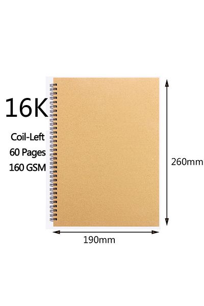 Choice H164-Khaki-shufan16K Art Sketchbook 160gsm 30 Sheets/60 Pages Drawing Watercolor Spiral Notebook For