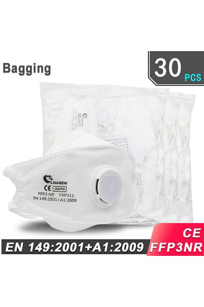 Choice Bagging(30pcs) LAIANZHI FFP3 CE Face mask Air valve protective masks pm2.5 masks harmful hygiene mas