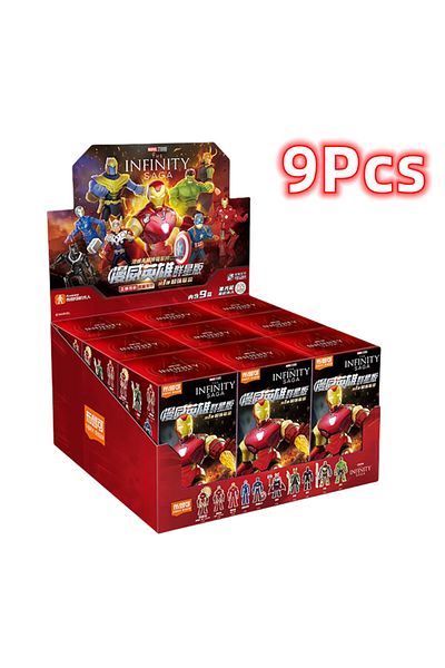 Choice 9Pcs 1/9Pcs BLOKEES Marvel Avengers Blind box toys 10cm iron man MK50 Spider-Man Loki Hulkbuster Act