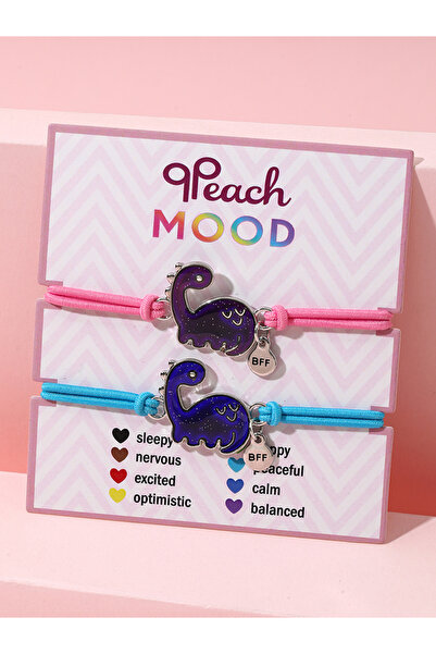 Choice مجموعة أساور الصداقة متغيرة اللون على شكل ديناصور مكونة من قطعتين، بتص...