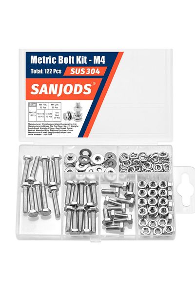 Choice M4 Bolts Kit-122 Pcs M4 M5 M6 Metric Bolt Kit Stainless Steel Assortment Set with Hex Head Bolts Nut