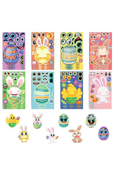 Choice 16pcs 8/16/24sheets Easter Stickersegg Decorating Bunny Stickers Easter Activities Party Favors Game