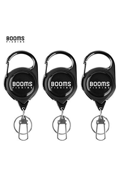 booms fishing سلسلة مفاتيح قابلة للسحب RG1 سوداء اللون مكونة من 3 قطع مع سلك ...