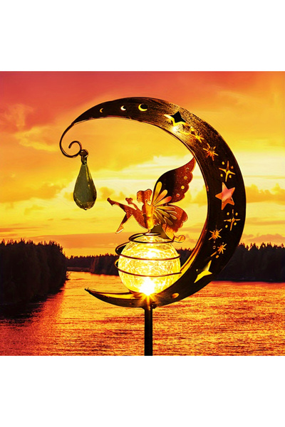 Choice فانوس معدني يعمل بالطاقة الشمسية على شكل قمر بقوة 0-5 واط، قطعة واحدة ...