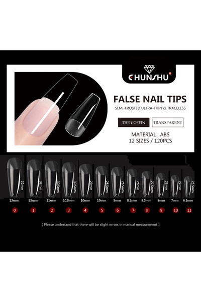 Choice1 120 قطعة من أظافر التابوت، 120 قطعة من أظافر التابوت الشفافة شبه المص...