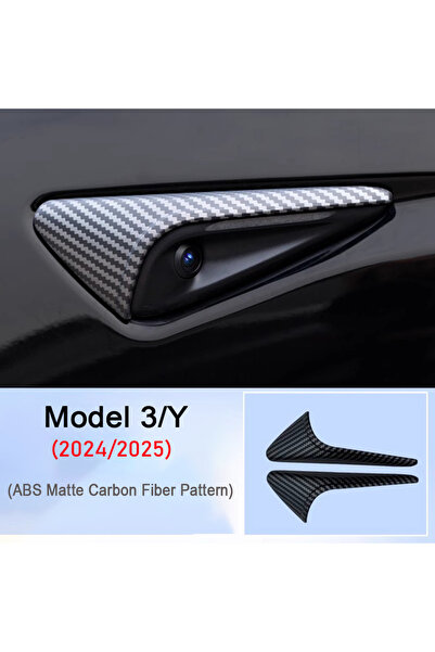 Choice غطاء حماية للكاميرا الجانبية بتصميم كربون غير لامع لسيارة تيسلا موديل ...