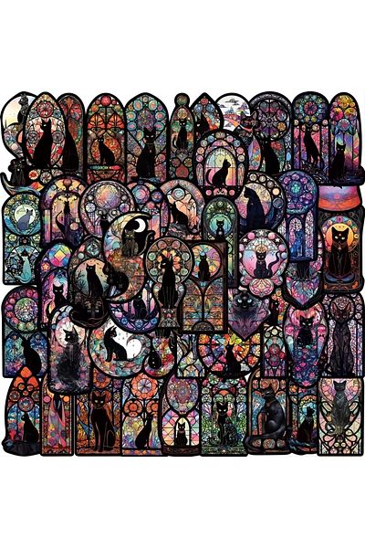 Choice 50pcs sticker 50PCS Gothic Dark Black Cat Moon Stickers Cool Halloween Tarot Goth Decals Toy DIY Scr