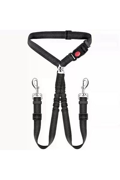 Choice black 2 Dogs Seat Belt New Dual Pet Car Headrest Restraint Safety No Tangle Dog Leash Duty Adjust El