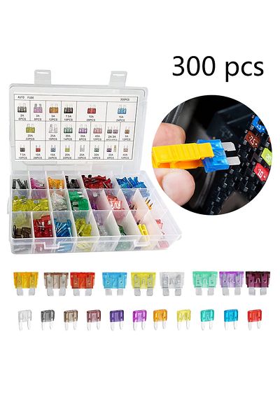 Choice 300pcs 300pcs Auto Fuse Kit - Replacement Fuses for Car/RV/Truck/Motorcycle (2Amp 3A 5A 7.5A 10A 15A