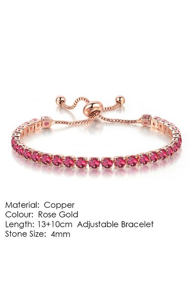 Choice H187 ZHOUYANG Tennis Bracelet For Women Luxury Handy Adjustable 4 Claws Mosaic 4mm Zirconia Rose Gol