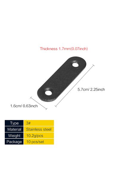 Choice 10pcs-57X16mm 2/ 4/ 10 Pack, Flat Plate Straight Bracket Flat Metal Brace Bracket, Metal Brackets Me