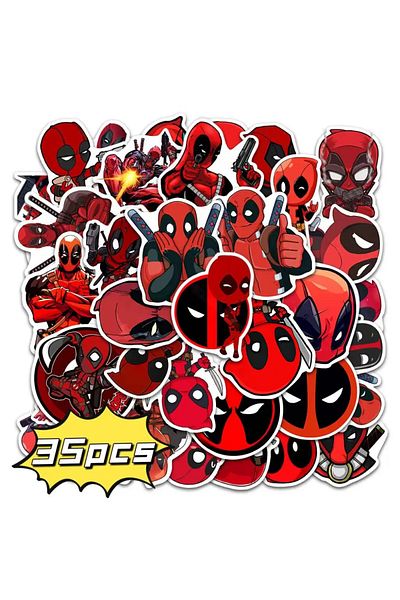 Choice BY0391-35PCS Disney Cartoon Deadpool Stickers for Kids DIY Graffiti Skateboard Luggage Decal Cool Wa