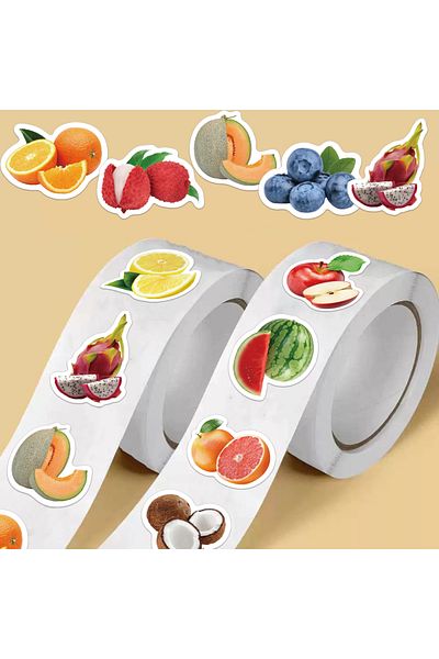 Choice 500pcs 500pcs Creative Fruit Roll Stickers For Decorating Phone Cases, Laptops, Suitcases, Diy Water