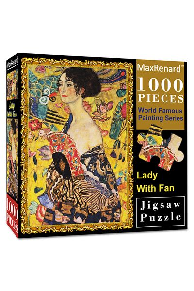 MaxRenard Lady With Fan MaxRenard Jigsaw Puzzle 1000 Pieces for Adult Klimt Lady With Fan Environmentally Frie