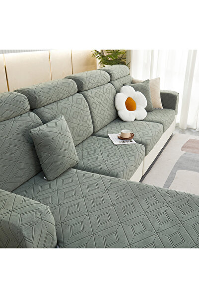 Choice غطاء مقعد أريكة جاكار محبوك باللون الأخضر الفاتح مقاس كبير 1، غطاء مرن...