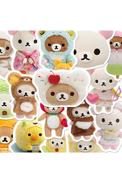 Choice 126PCS 126Pcs 3D Three-Dimensional Rilakkuma Repeated Pattern Waterproof Stickers Desktop Decoration