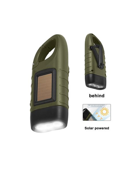 Heinast flashlight LED Flashlight Hand Crank Solar Powered Rechargeable Survival Gear Self Powered Charging