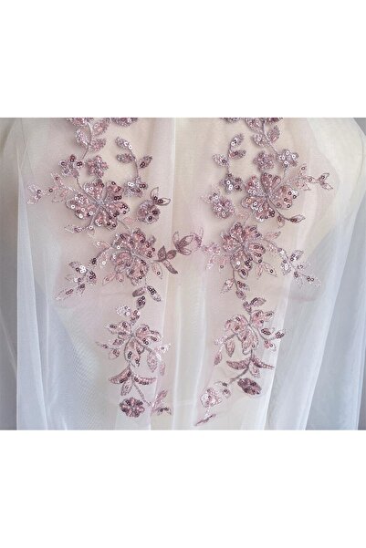 Choice زوج واحد من تطريز الدانتيل الوردي الفاتح، مقاس 32*14 سم. تطريز دانتيل ...