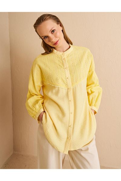 Kayra Yellow Brode Garnished Judge Collar Tunic
