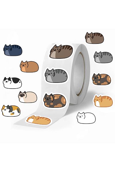 Choice 500PCS 500pcs Cartoon Cats Stickers Roll Animals Vinyl Stickers For Water Bottles Bicycle Laptop Ph