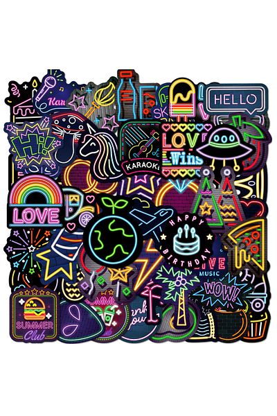 Choice 50pcs 50pcs Waterproof Neon Graffiti Stickers Set For Guitar Skateboard Car Phone Toy Creative Carto