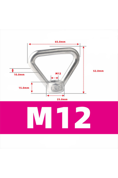 Choice M12-1Pcs M8 M10 M12 M14 M16 304 Stainless Steel Triangle Lifting Eye Nut Trapezoid Thread Rings Fit