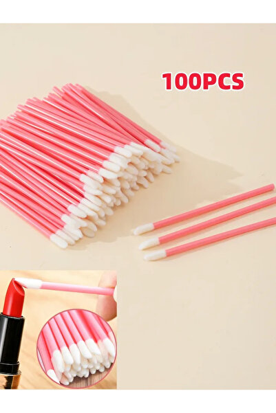 Choice ts-100pcs-وردي 100 قطعة من فرش الشفاه للاستخدام مرة واحدة، أدوات وضع ملمع الشفاه، للماسكارا، ظلال العيون، أحمر الشفاه